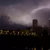 Lightning storm over city