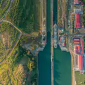 Ship passing through a canal