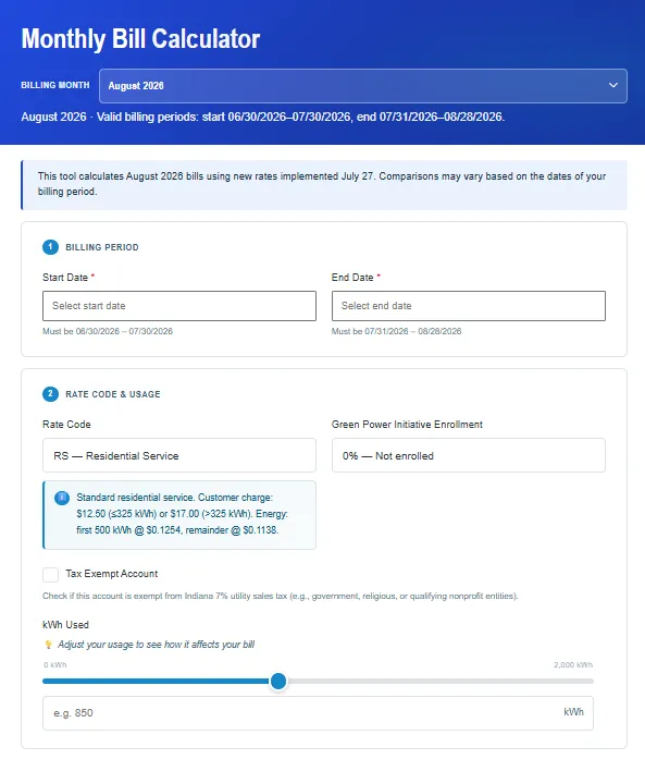 AES Indiana Online Bill Calculator Image